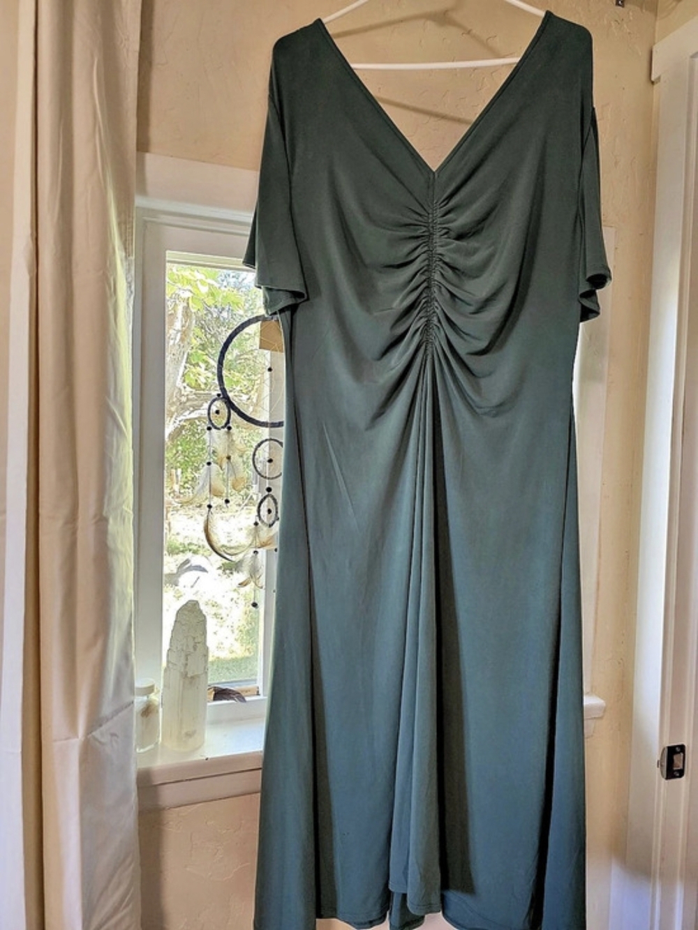 Maggy London Ruched Dress in Green Size 18 New